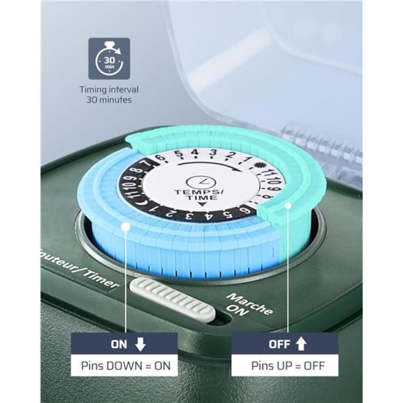 DEWENWILS Outdoor Mechanical Power Stake Timer, Waterproof, 6 Grounded Outlets - Picture 3 of 7